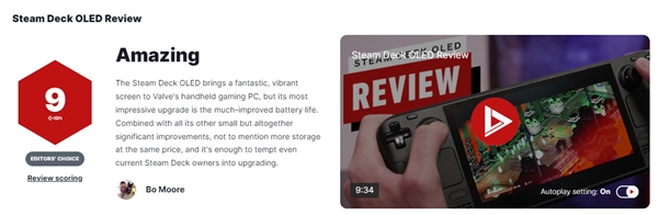 Steam Deck OLED IGN 9分：续航是最大亮点  第1张