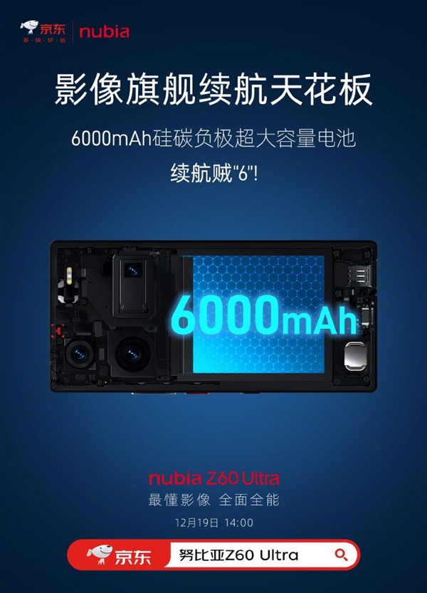 影像旗舰续航天花板！努比亚Z60 Ultra搭载6000mAh硅碳负极大电池  第2张