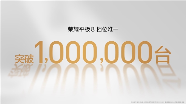 荣耀平板8发货量突破100万台：同档位TOP1  第4张