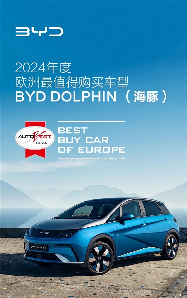比亚迪海豚再获重磅大奖：2024年欧洲最值得购买汽车  第1张