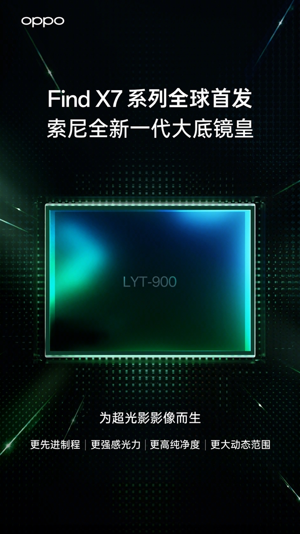 OPPO Find X7官宣首发LYT-900：索尼最新一英寸“镜皇”传感器  第1张