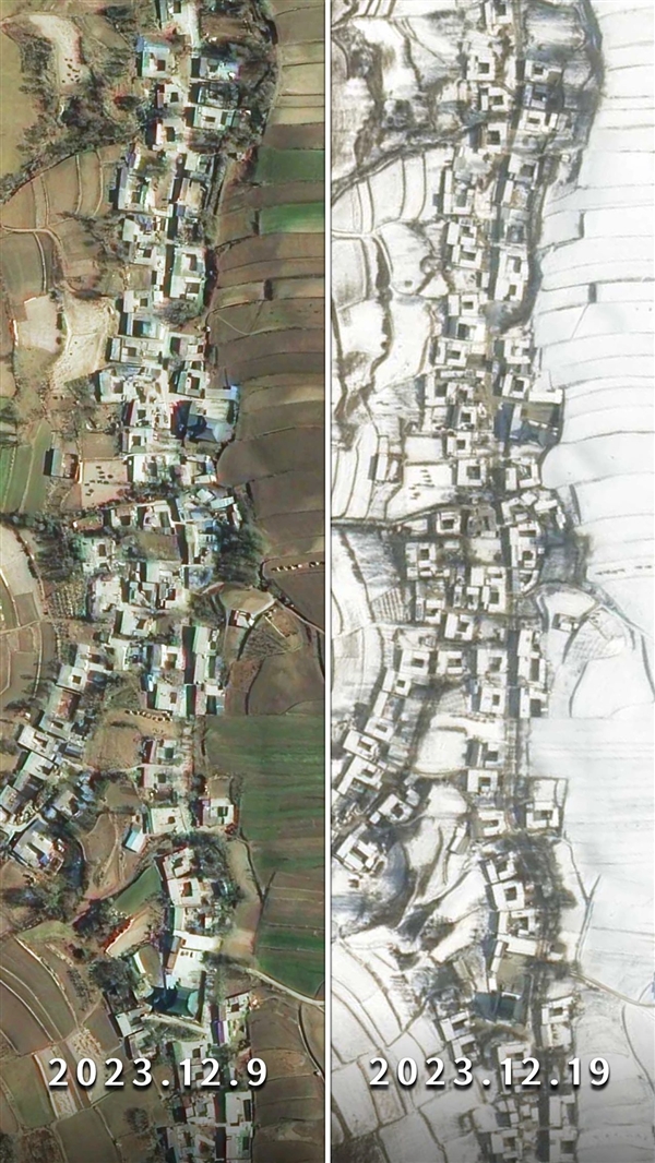吉林一号卫星直击甘肃6.2级地震：地面塌陷、泥石流冲毁房屋  第7张