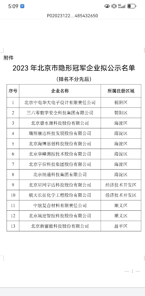 三六零获评2023年北京市“隐形冠军”企业