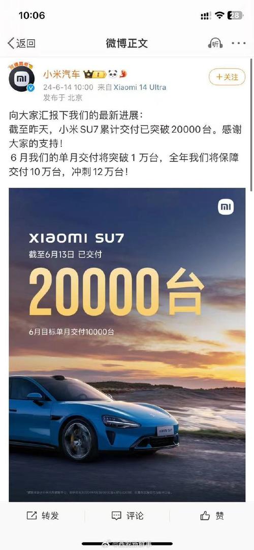 小米SU7交付量再创新高，2024年11月超20000台，全年目标13万台信心满满  第5张