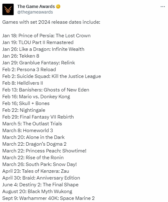 TGA汇总2024年已确定发售日期的游戏：《黑神话》等大作将至  第2张
