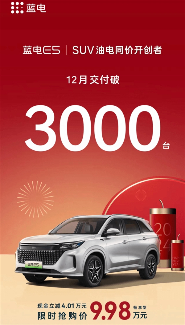 9.98万起 赛力斯蓝电E5月交付破3000台：华为、比亚迪技术支持  第1张