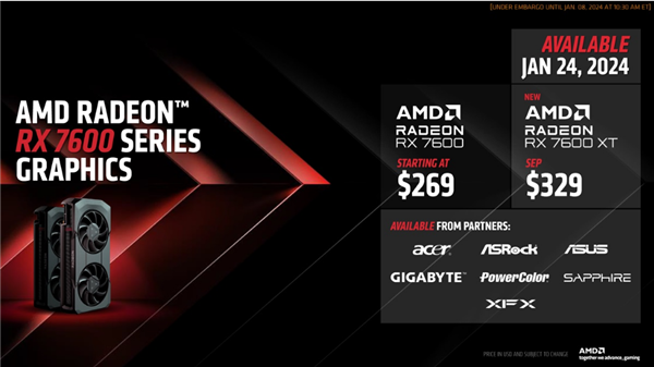 AMD推出Radeon RX 7600 XT显卡：6nm工艺制造、16GB显存  第4张