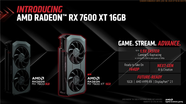 AMD推出Radeon RX 7600 XT显卡：6nm工艺制造、16GB显存  第2张