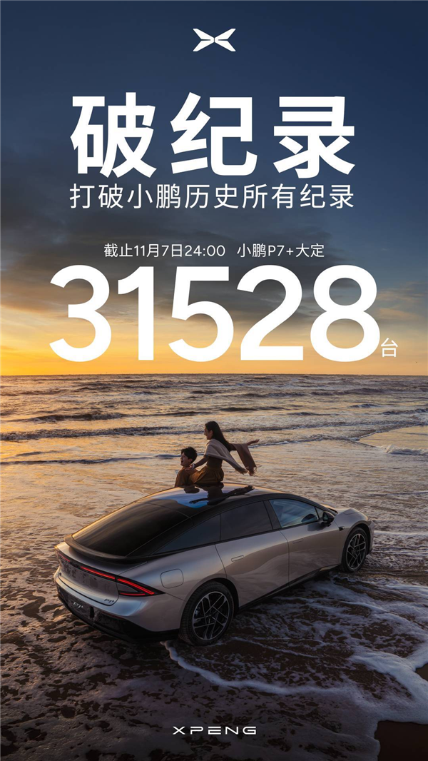 仅 3 小时订单破 31528 台！小鹏全新 P7+上市即爆款，售价 17.88 万起