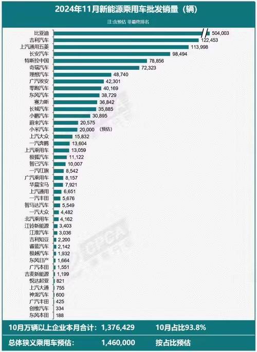 2024年11月中国汽车品牌销量大揭秘：比亚迪稳居榜首，新势力品牌异军突起  第12张