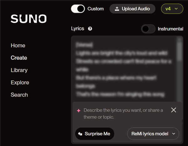 2024年Suno大升级：AI音乐创作迎来革命性飞跃，V4模型带来音质与歌词创作双重突破  第5张
