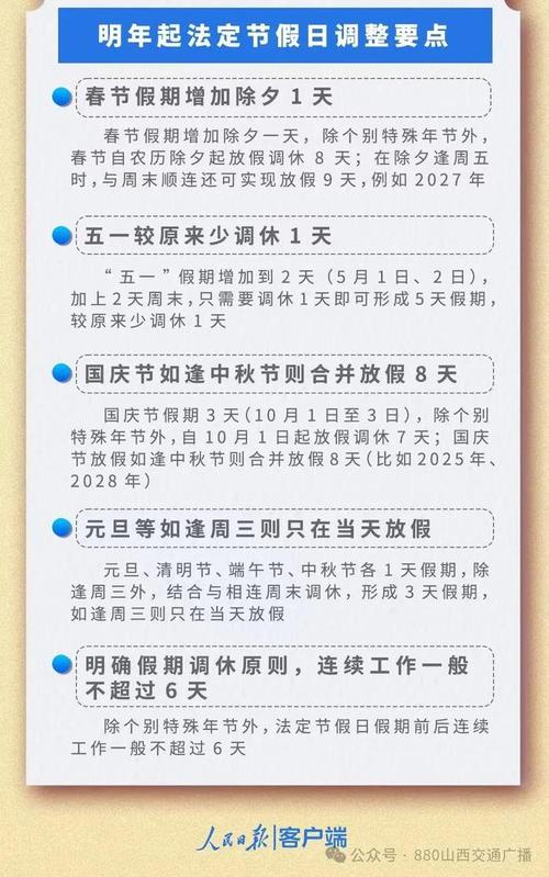 2025年新规实施：假期增加两天，调休优化，你的假期安排好了吗？  第5张