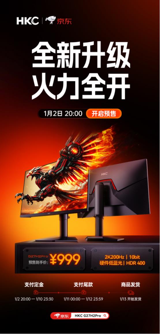 HKC G27H2Pro震撼上市！200Hz高刷新率，999元就能拥有电竞神器？  第2张