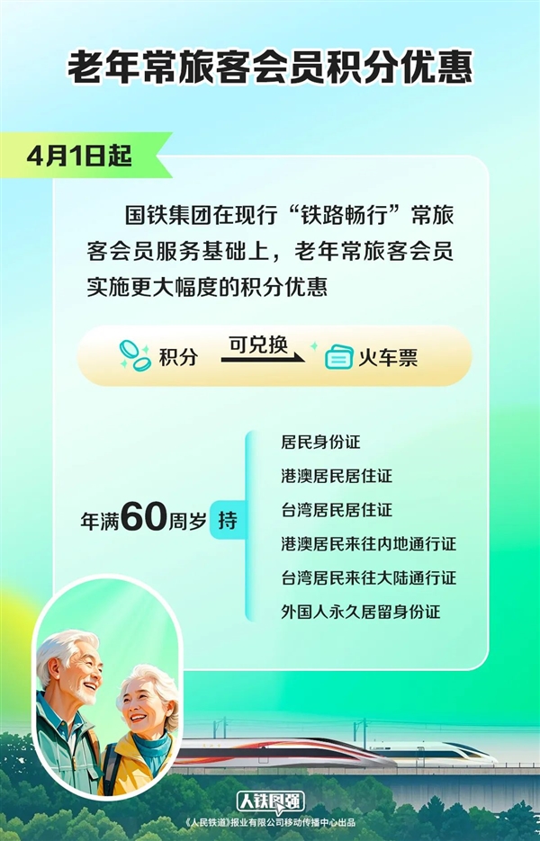 60岁以上老人坐火车积分翻倍，4月1日起实施，你准备好了吗？  第8张