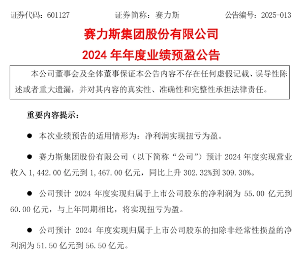 赛力斯2024年业绩暴涨300%！问界品牌爆卖背后的秘密是什么？  第2张