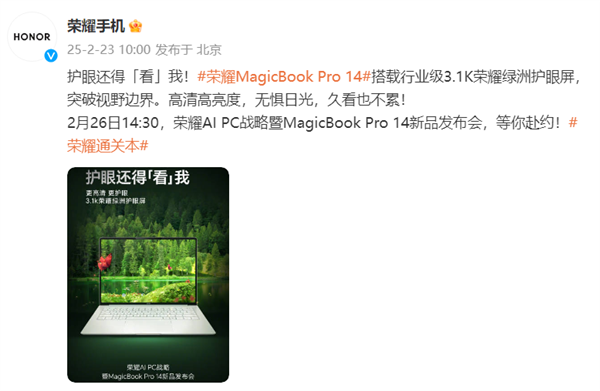 荣耀MagicBook Pro 14震撼发布！3.1K绿洲护眼屏能否颠覆你的笔记本体验？  第2张